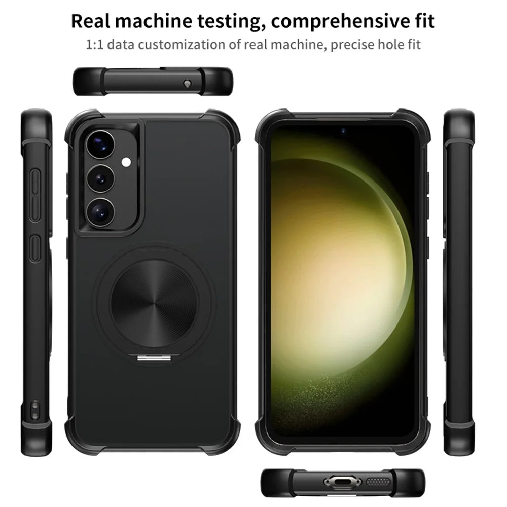 For Samsung Galaxy S25+ / S24+ Magnetic Case CD Vein Kickstand TPU + PC Phone Cover - Black - 6