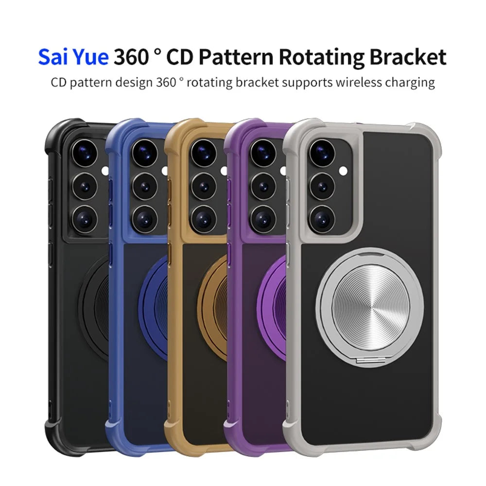 For Samsung Galaxy S25+ / S24+ Magnetic Case CD Vein Kickstand TPU + PC Phone Cover - Black - 7