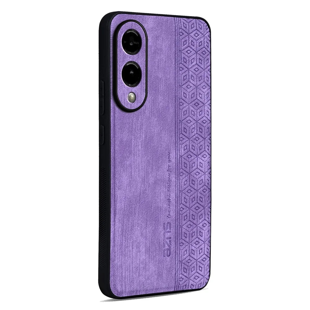 AZNS For Samsung Galaxy S25 Edge Case Protective PU Leather Covered TPU Phone Shell - Purple - 1