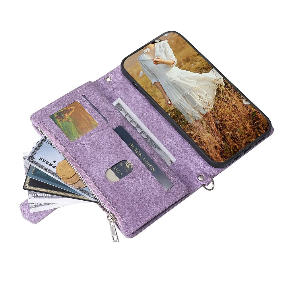 Style 005 For Samsung Galaxy S25 Edge Wallet Case Rhombus Stitching Line PU Leather Phone Cover - Purple - 2