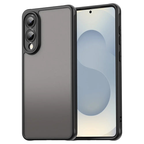 For Samsung Galaxy S25 Edge  /  S25 Slim Case Drop Proof Airbags Frosted Translucent PC + TPU Phone Back Cover - Black - 1