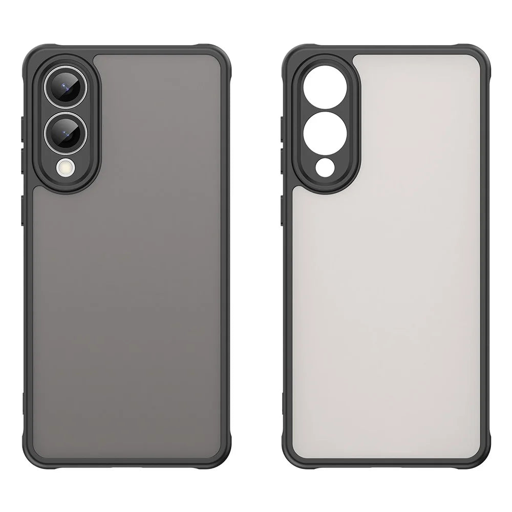 For Samsung Galaxy S25 Edge  /  S25 Slim Case Drop Proof Airbags Frosted Translucent PC + TPU Phone Back Cover - Black - 2