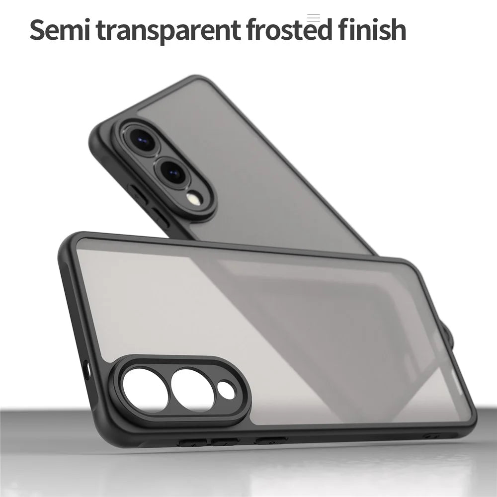 For Samsung Galaxy S25 Edge  /  S25 Slim Case Drop Proof Airbags Frosted Translucent PC + TPU Phone Back Cover - Black - 4