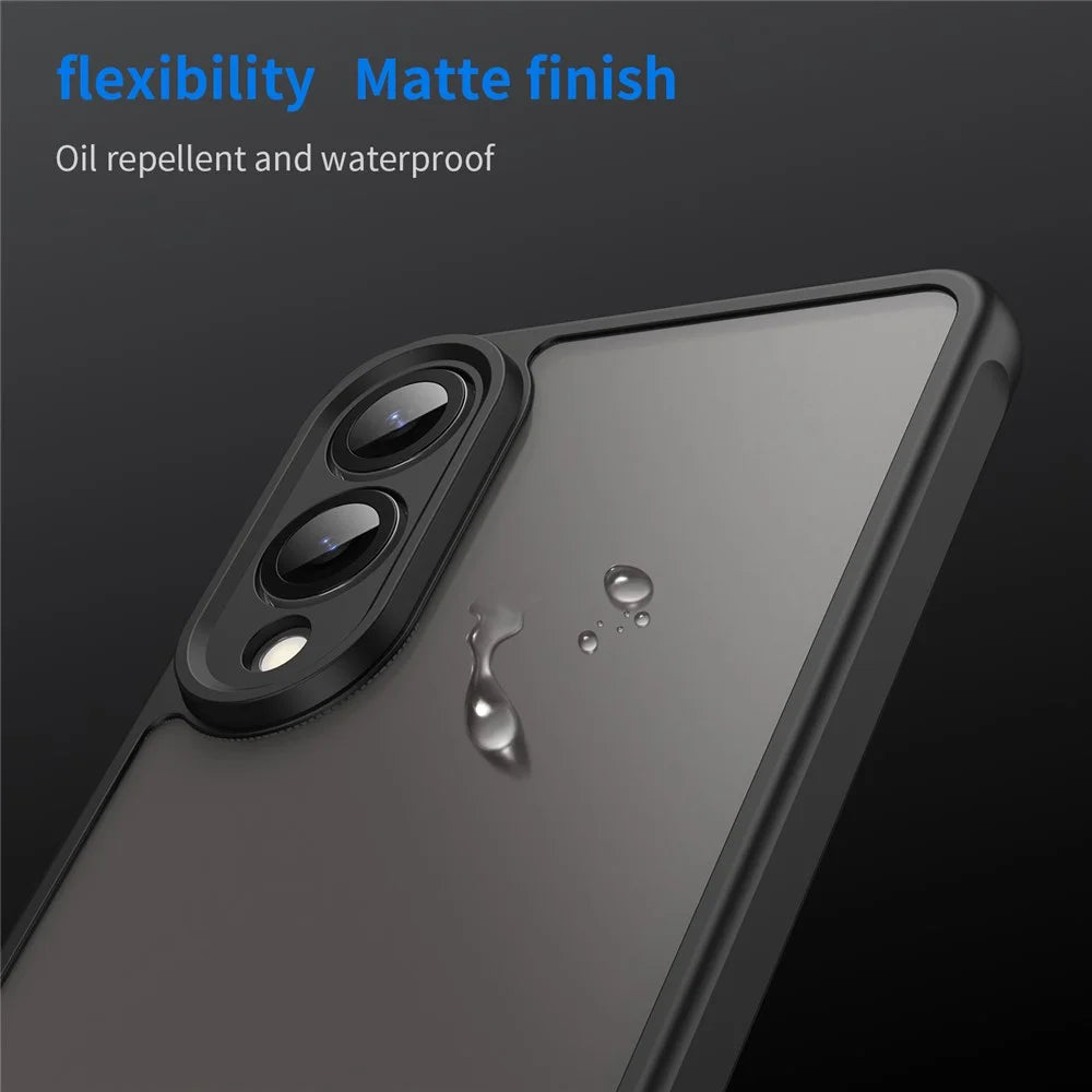 For Samsung Galaxy S25 Edge  /  S25 Slim Case Drop Proof Airbags Frosted Translucent PC + TPU Phone Back Cover - Black - 5