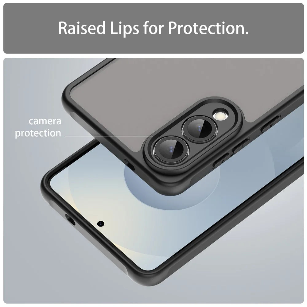 For Samsung Galaxy S25 Edge  /  S25 Slim Case Drop Proof Airbags Frosted Translucent PC + TPU Phone Back Cover - Black - 7