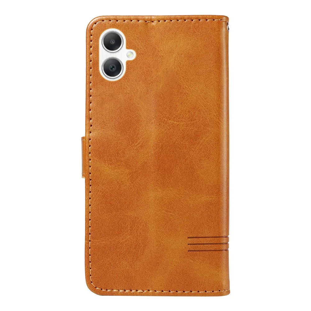 For Samsung Galaxy A08 5G / A08 4G / A07 4G / A06 4G / A06 5G Wallet Case T-Shape Lines Leather Phone Cover Stand - Brown - 3