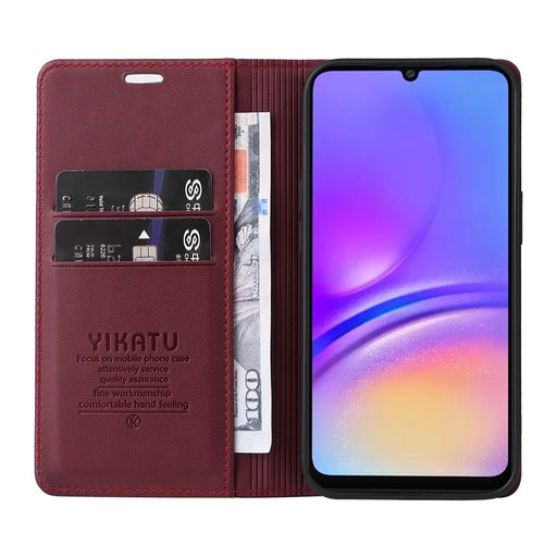 YIKATU For Samsung Galaxy A08 5G / A08 4G / A07 4G / A06 4G / A06 5G Phone Cases  Magnetic Closure PU Leather Mobile Cover  - Wine Red - 2