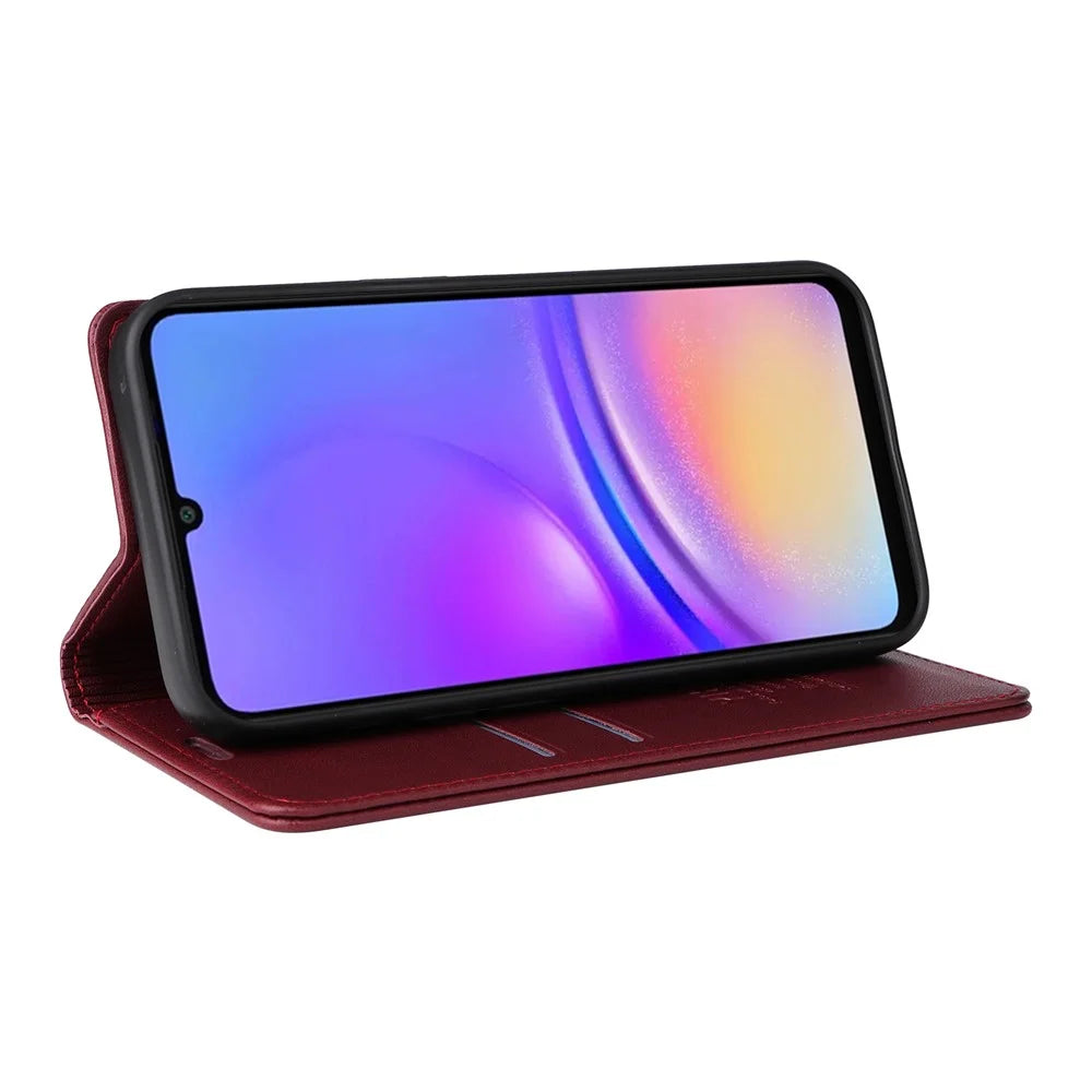 YIKATU For Samsung Galaxy A08 5G / A08 4G / A07 4G / A06 4G / A06 5G Phone Cases  Magnetic Closure PU Leather Mobile Cover  - Wine Red - 4
