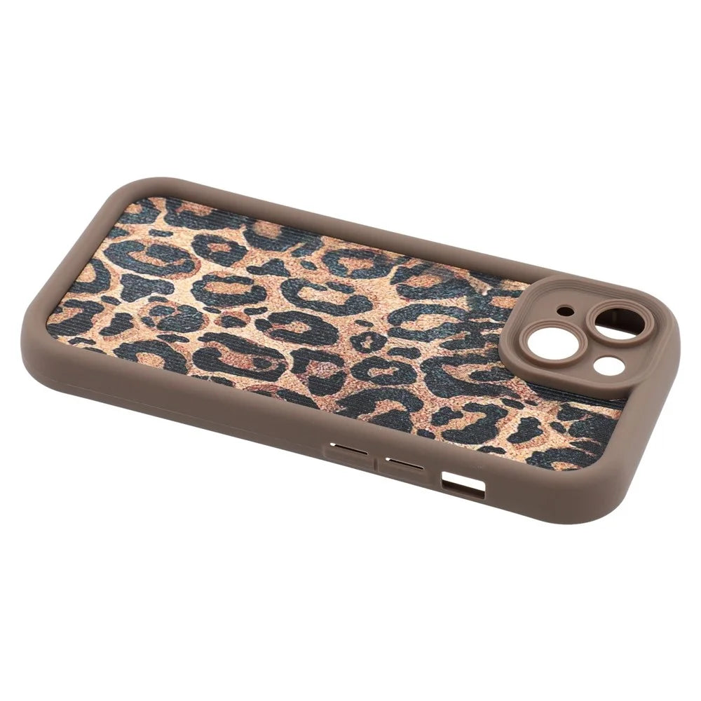For iPhone 15 Case Leopard Print TPU Precise Cutout Phone Cover - Brown - 5
