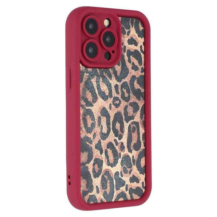 For iPhone 15 Pro Case Leopard Print TPU Precise Cutout Phone Cover - Red - 1