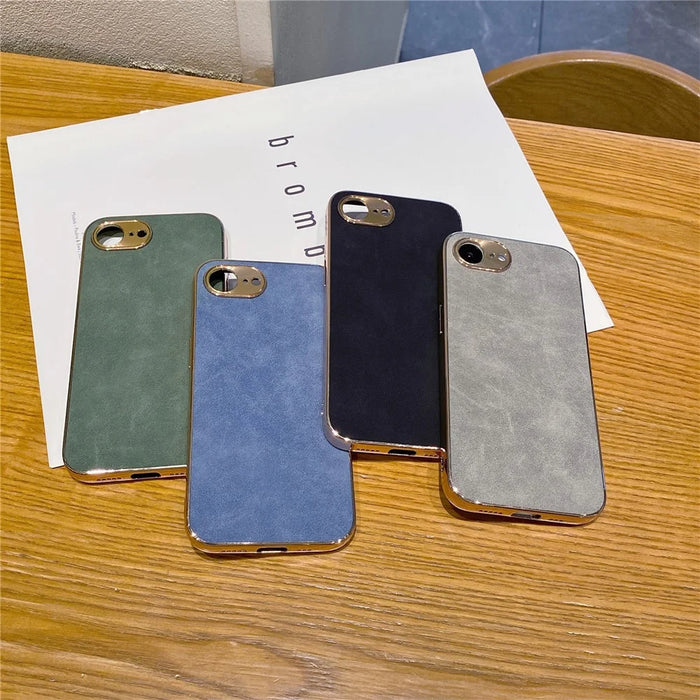 For iPhone 17e / 16e Phone Case Shockproof Leather + TPU Electroplating Cover - Green - 6
