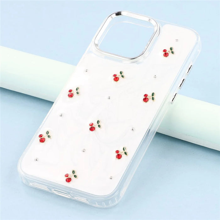 For iPhone 16 Pro Max Case 3D Epoxy Cherry Design Soft TPU Back Cover - 6