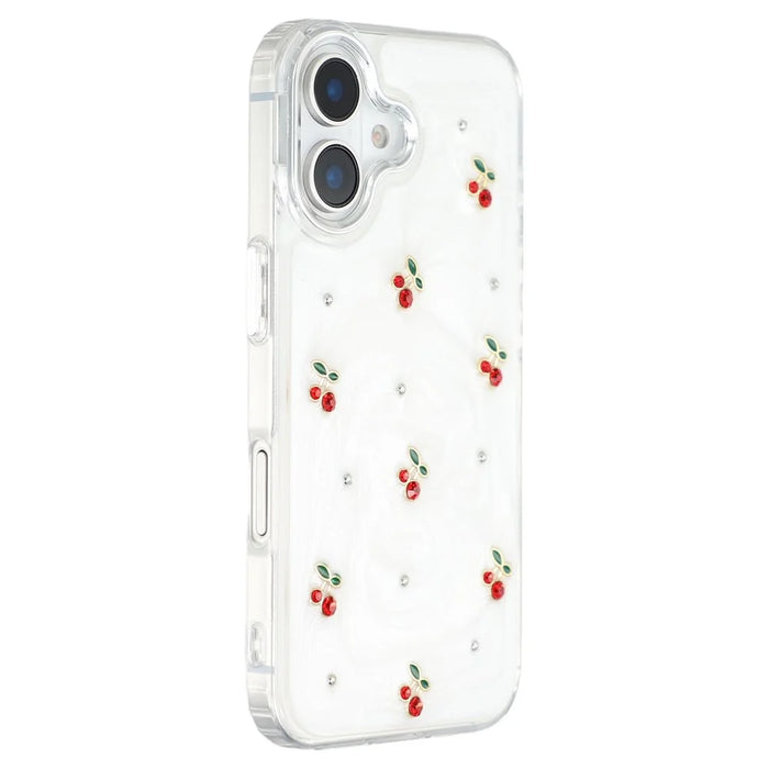 For iPhone 16 Case 3D Epoxy Cherry Design Soft TPU Back Cover - 1