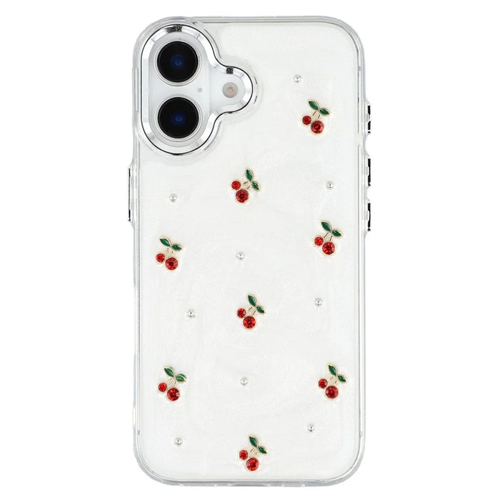 For iPhone 16 Case 3D Epoxy Cherry Design Soft TPU Back Cover - 3