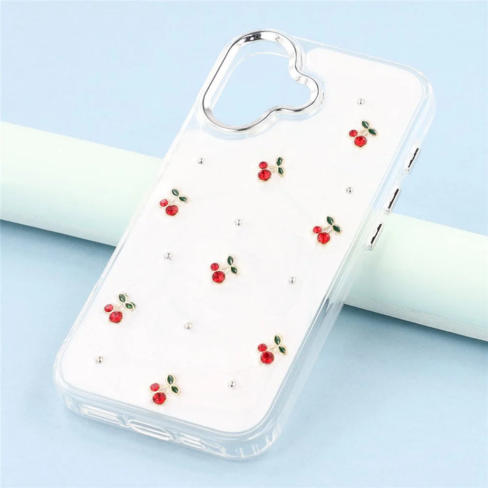 For iPhone 16 Case 3D Epoxy Cherry Design Soft TPU Back Cover - 6