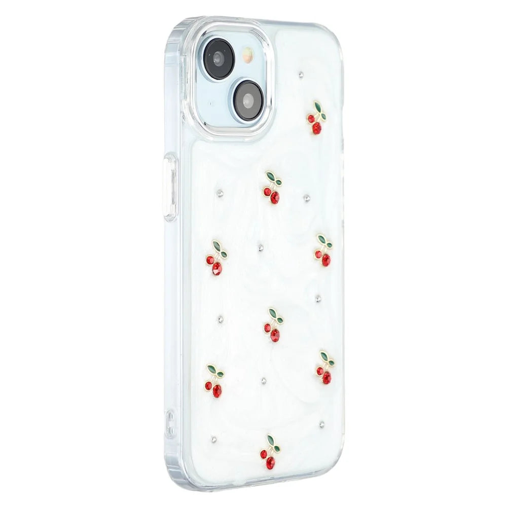 For iPhone 15 Case 3D Epoxy Cherry Design Soft TPU Back Cover - 1