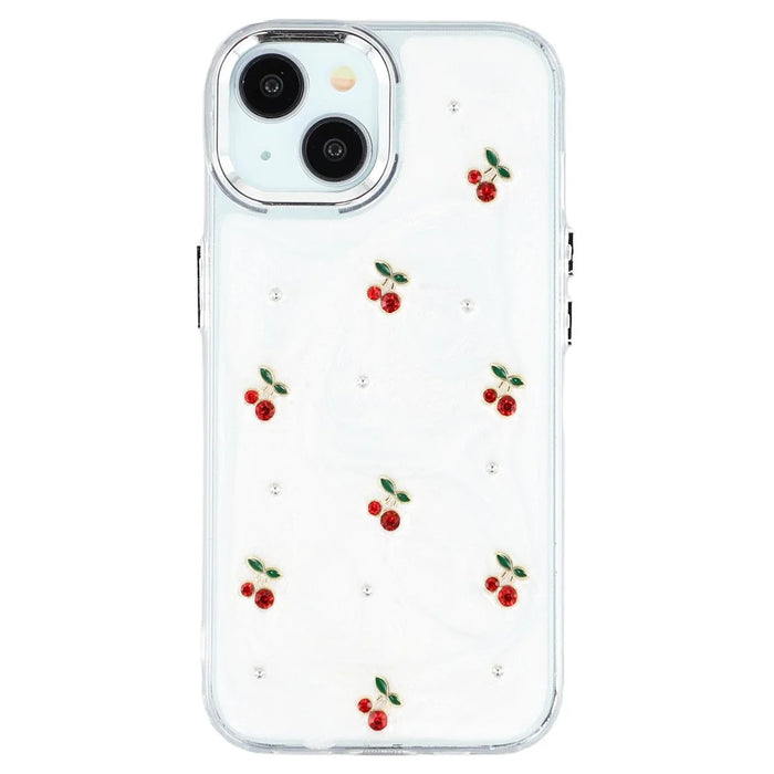 For iPhone 15 Case 3D Epoxy Cherry Design Soft TPU Back Cover - 3