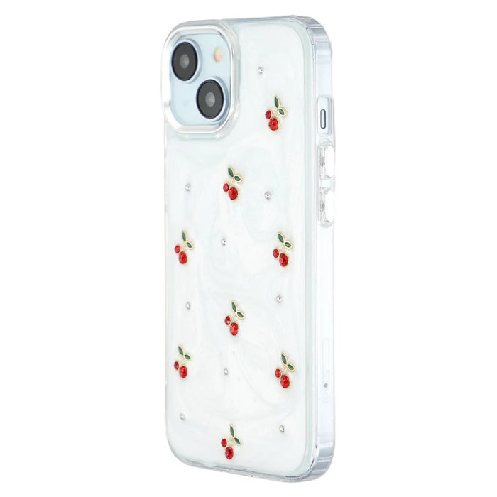 For iPhone 15 Case 3D Epoxy Cherry Design Soft TPU Back Cover - 4
