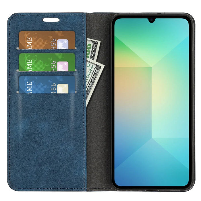 For Samsung Galaxy A06 5G Case Skin Touch Leather Wallet Phone Cover - Blue - 3