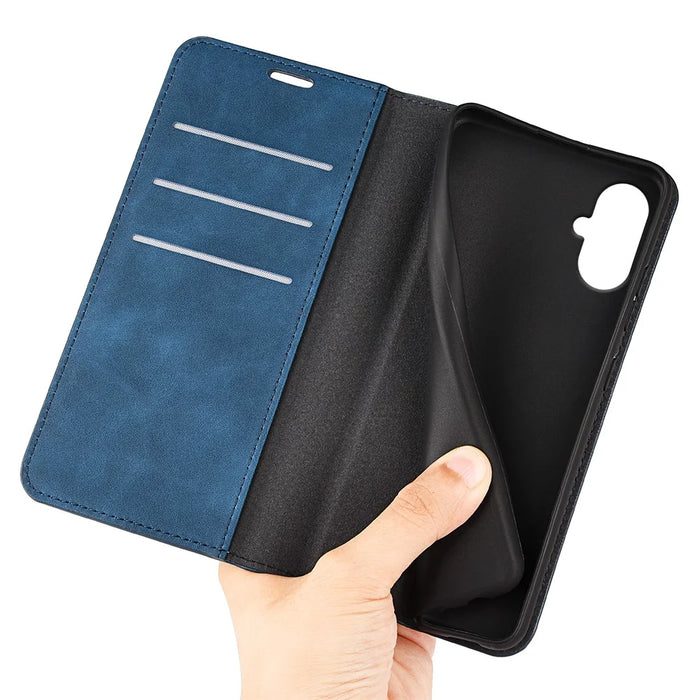 For Samsung Galaxy A06 5G Case Skin Touch Leather Wallet Phone Cover - Blue - 5