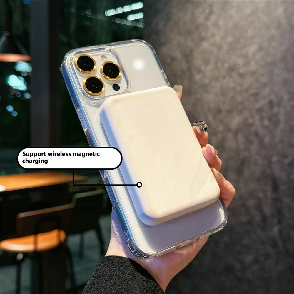For iPhone 16 Pro Max Case TPU + Acrylic Clear Phone Cover with Glitter Ring Kickstand - Gold - 4