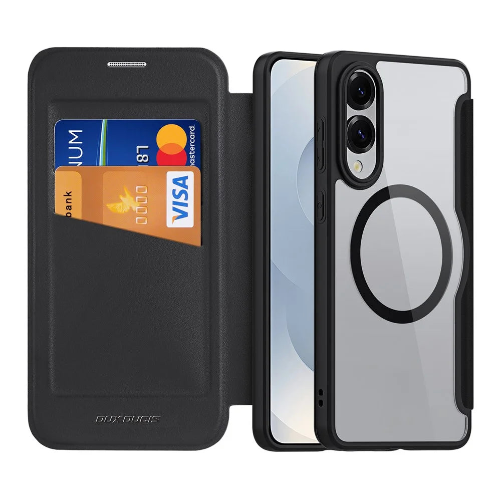 DUX DUCIS For Samsung Galaxy S25 Edge Leather Case  Skin X Pro Series Flip Cover Magnetic Case - Black - 2