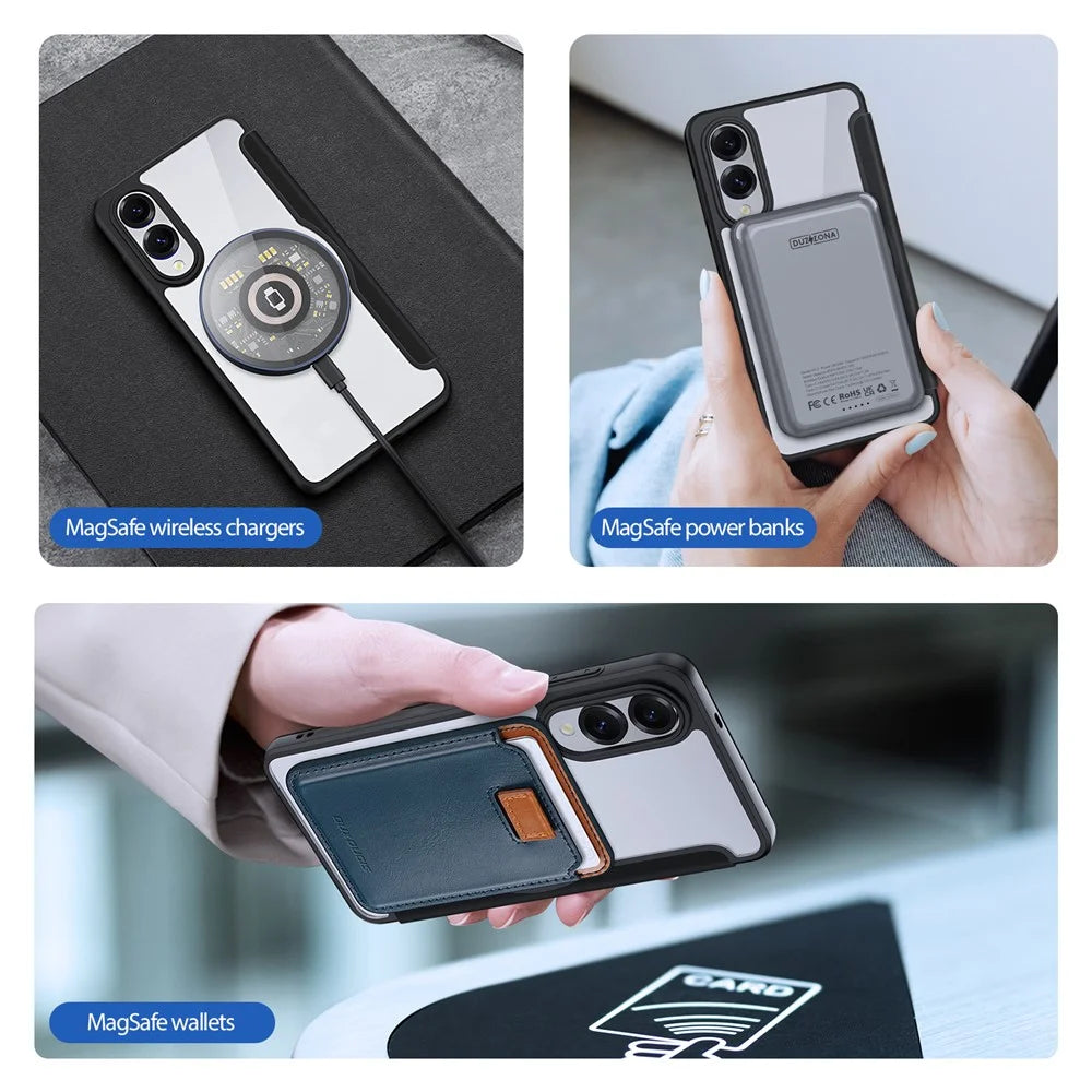 DUX DUCIS For Samsung Galaxy S25 Edge Leather Case  Skin X Pro Series Flip Cover Magnetic Case - Black - 4