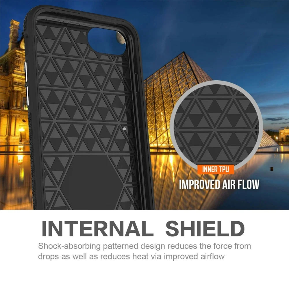 For iPhone 17e / 16e Case TPU + PC Four Corner Anti-Drop Phone Cover - Black - 6