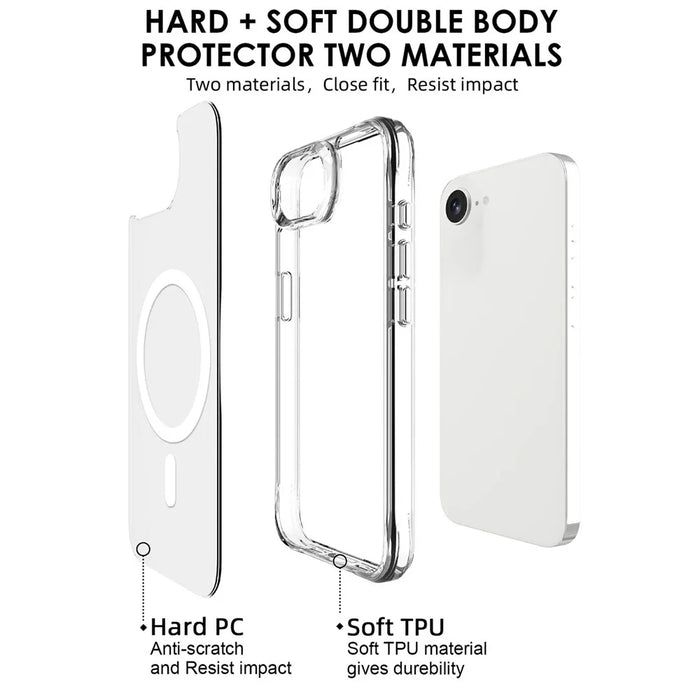 For iPhone 17e / 16e Case Compatible with MagSafe TPU + PC Clear Phone Cover - 5