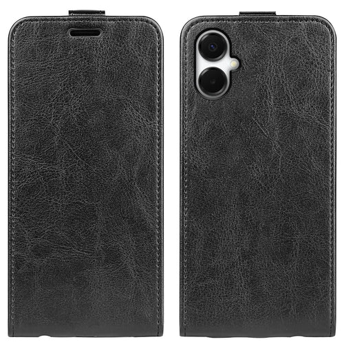 For Samsung Galaxy A06 5G Case with Card Slots Vertical Flip Leather Phone Cover - Black - 1
