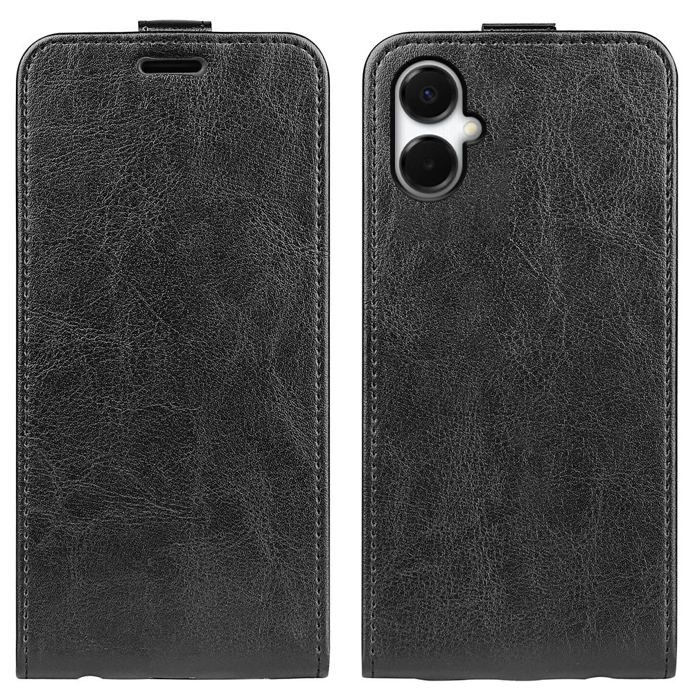 For Samsung Galaxy A06 5G Case with Card Slots Vertical Flip Leather Phone Cover - Black - 1