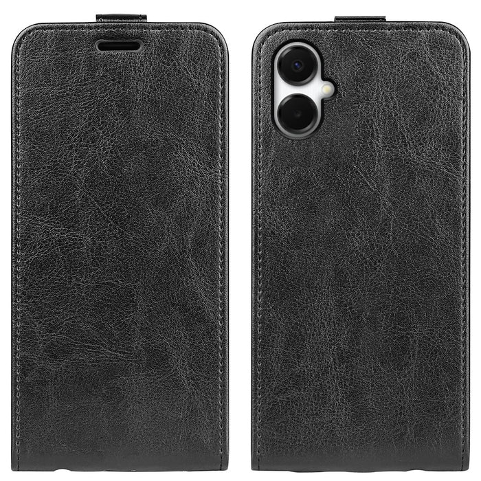 For Samsung Galaxy A06 5G Case with Card Slots Vertical Flip Leather Phone Cover - Black - 1