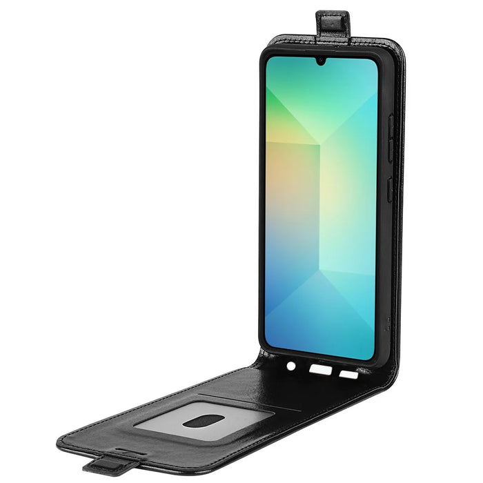 For Samsung Galaxy A06 5G Case with Card Slots Vertical Flip Leather Phone Cover - Black - 2