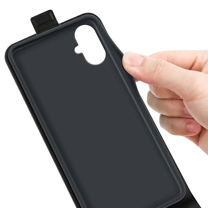 For Samsung Galaxy A06 5G Case with Card Slots Vertical Flip Leather Phone Cover - Black - 3