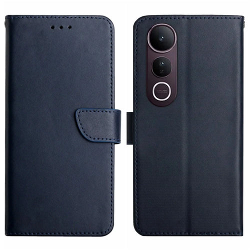 For vivo V50 Lite 5G Case Genuine Cow Leather Phone Cover Nappa Texture - Blue - 1