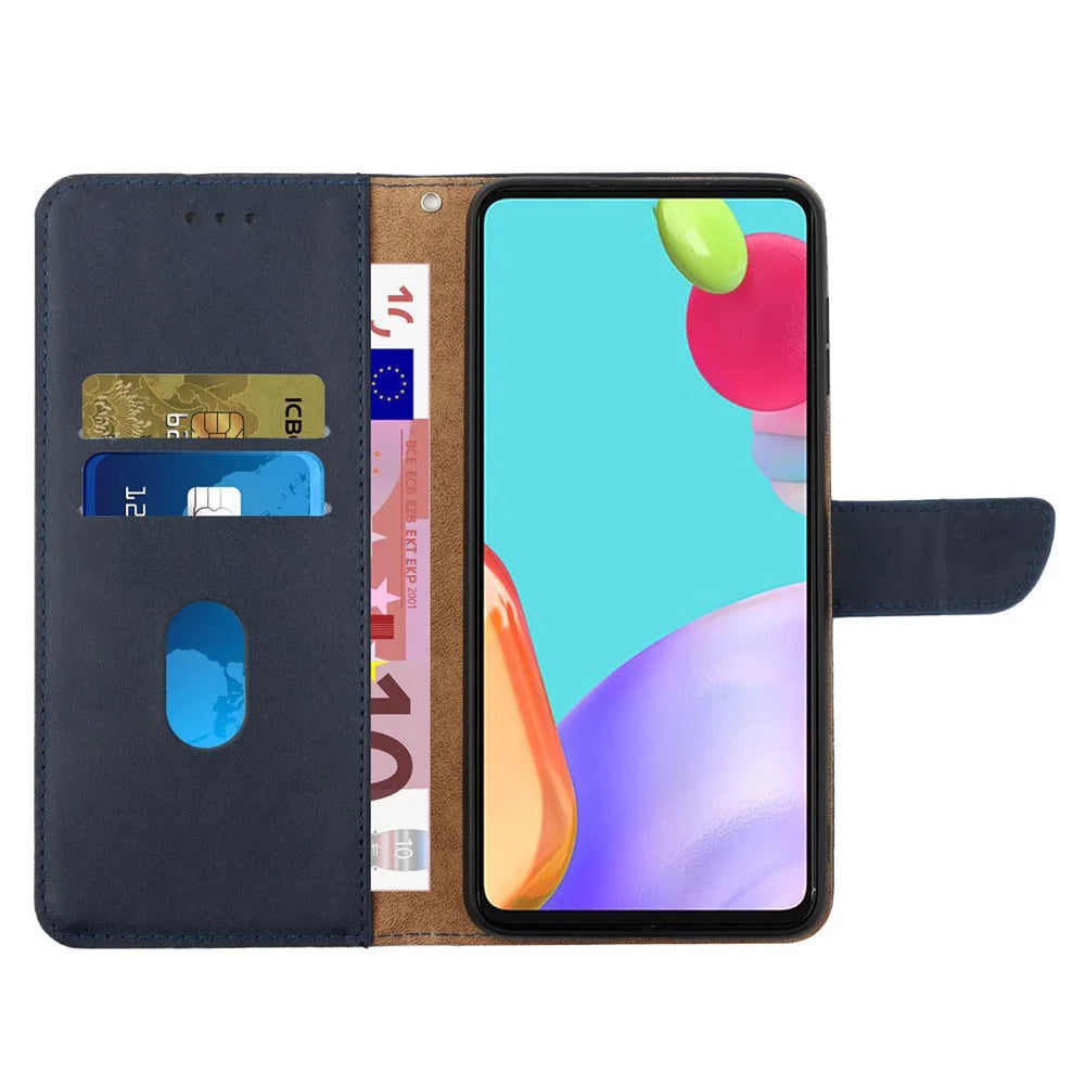 For vivo V50 Lite 5G Case Genuine Cow Leather Phone Cover Nappa Texture - Blue - 2