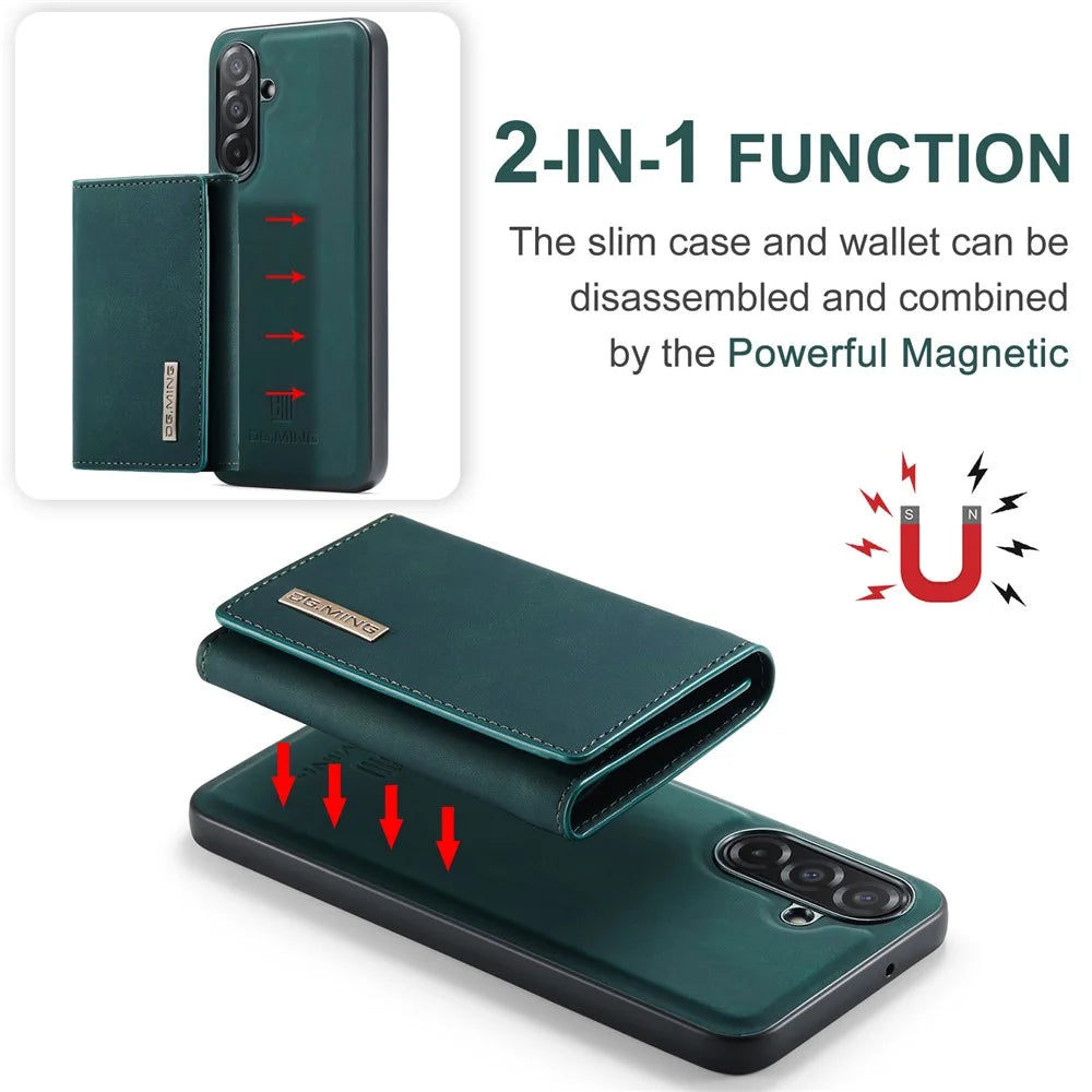 DG.MING M1 Series for Samsung Galaxy A26 5G Case Kickstand PU Phone Cover with Detachable Wallet - Green - 5