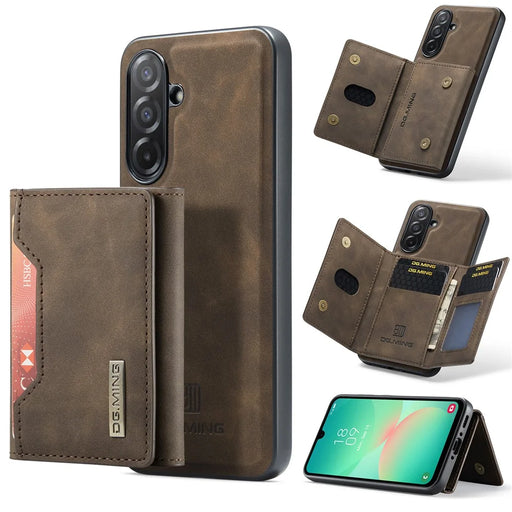 DG.MING M2 Series for Samsung Galaxy A26 5G Case PU + PC + TPU Phone Cover Detachable Wallet - Coffee - 1
