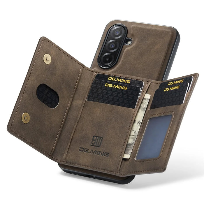 DG.MING M2 Series for Samsung Galaxy A26 5G Case PU + PC + TPU Phone Cover Detachable Wallet - Coffee - 4