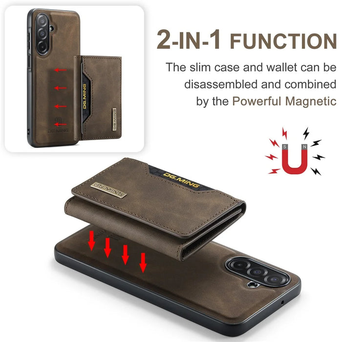 DG.MING M2 Series for Samsung Galaxy A26 5G Case PU + PC + TPU Phone Cover Detachable Wallet - Coffee - 5
