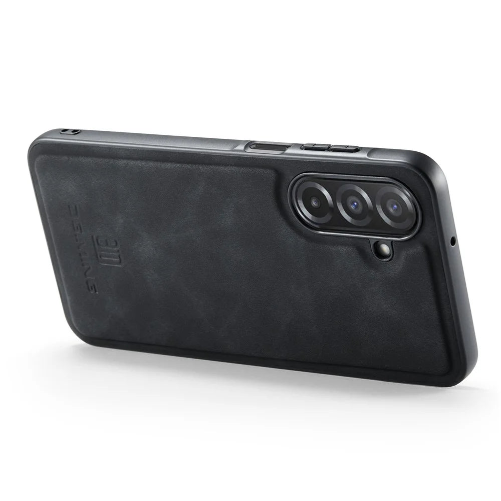 DG.MING For Samsung Galaxy A26 5G Case PU Leather Covered PC + TPU Hybrid Phone Shell - Black - 3