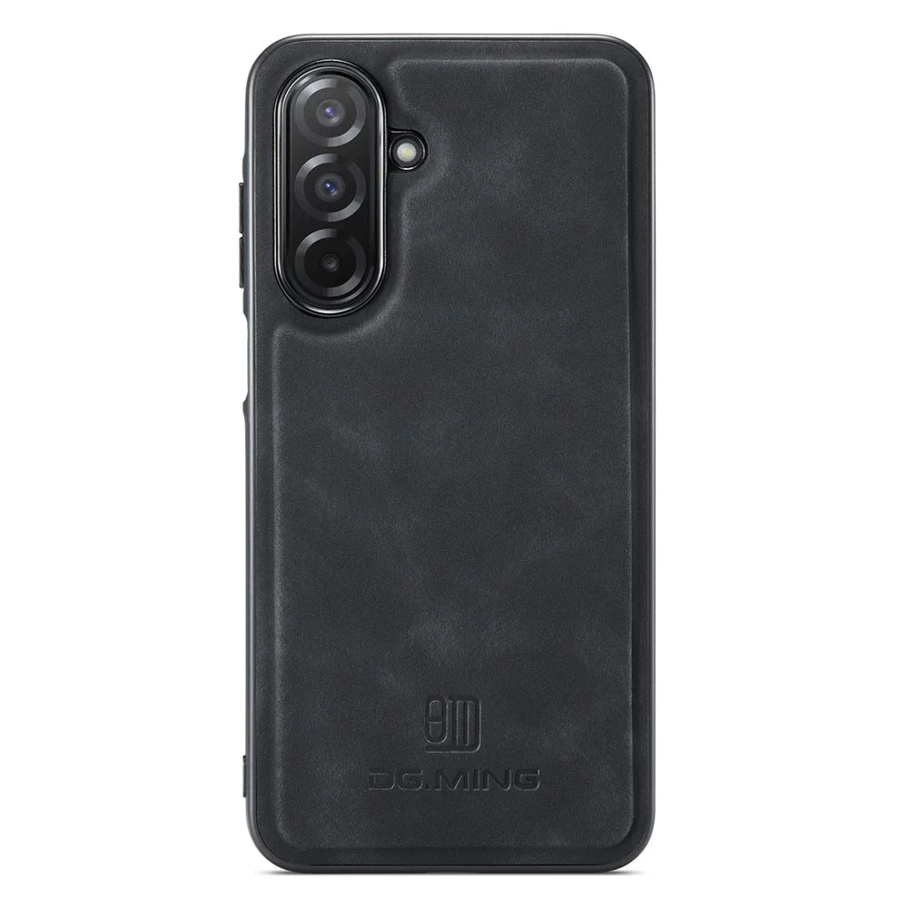 DG.MING For Samsung Galaxy A26 5G Case PU Leather Covered PC + TPU Hybrid Phone Shell - Black - 5
