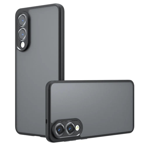 For Samsung Galaxy S25 Edge Case Skin-Touch TPU + PC Matte Phone Back Cover, Transparent Black - 1