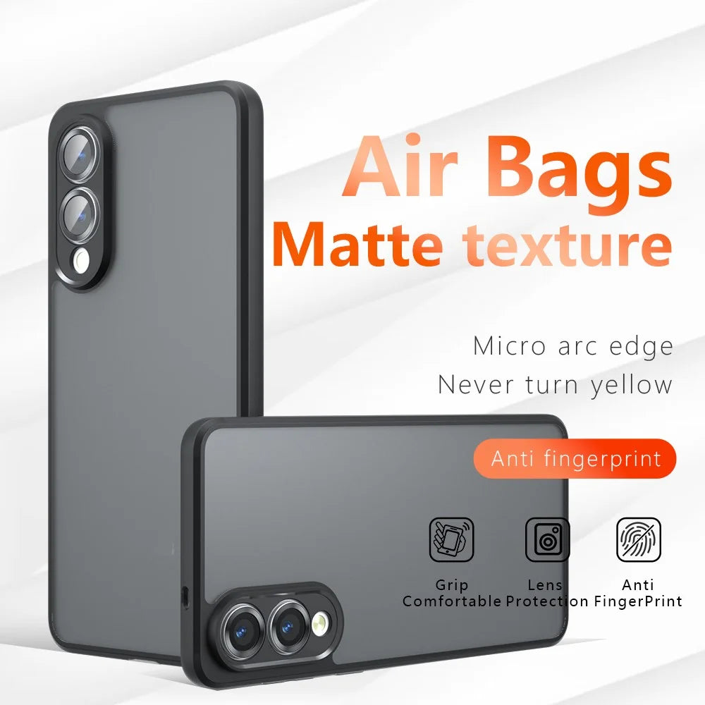 For Samsung Galaxy S25 Edge Case Skin-Touch TPU + PC Matte Phone Back Cover, Transparent Black - 3