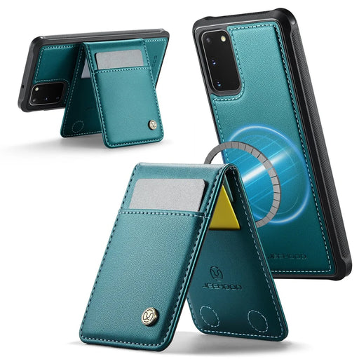 JEEHOOD For Samsung Galaxy S20 5G Leather Back Cover Magnetic Case  J06 Phone Case with Card Bag RFID Blocking - Blue - 2