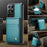 JEEHOOD For Samsung Galaxy S21 Ultra 5G Leather Back Cover Magnetic Case  J06 Phone Case with Card Bag RFID Blocking - Blue - 4