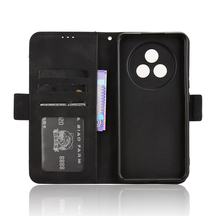 For Realme P3 Pro 5G Leather Case Phone Wallet Cover with Multiple Card Slots - Black - 6