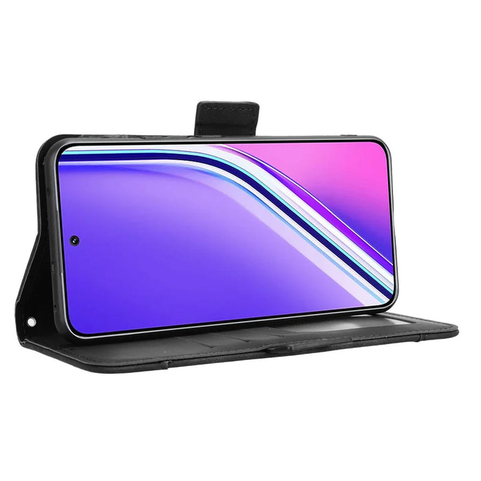 For Realme P3 Pro 5G Leather Case Phone Wallet Cover with Multiple Card Slots - Black - 7