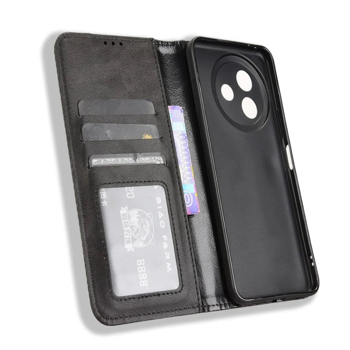 For vivo Y39 5G Retro PU Leather Case Phone Wallet Stand Cover - Black - 6