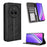 For Realme P3 Pro 5G Retro PU Leather Case Phone Wallet Stand Cover - Black - 1